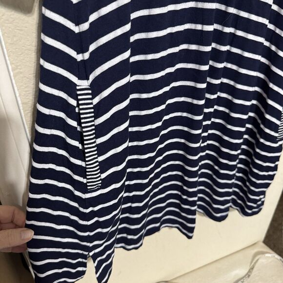 Mandarin Blue Dress XL Nautical Sailor Navy stripe Resort Stretch Pockets hooded - Picture 3 of 7